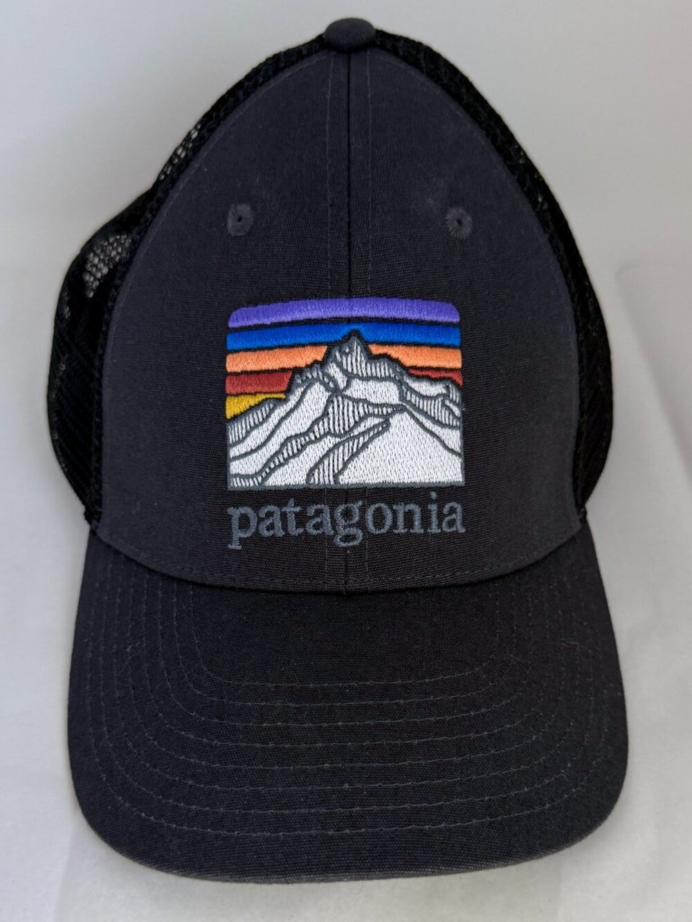 Patagonia Trucker Hat Black Mesh baseball Mountain Logo Cap One Size